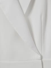 Reiss White Lainey Petite Double Breasted Satin Tux Jumpsuit - Image 6 of 7