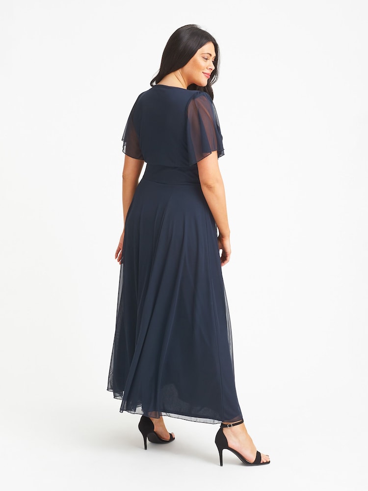 Blau - Scarlett & Jo Kemi Bolero-Wickelmaxikleid mit Mieder und Netzstoff - Bild 4 von 4 Blau - Scarlett & Jo Kemi Bolero-Wickelmaxikleid mit Mieder und Netzstoff - Bild 4 von 4