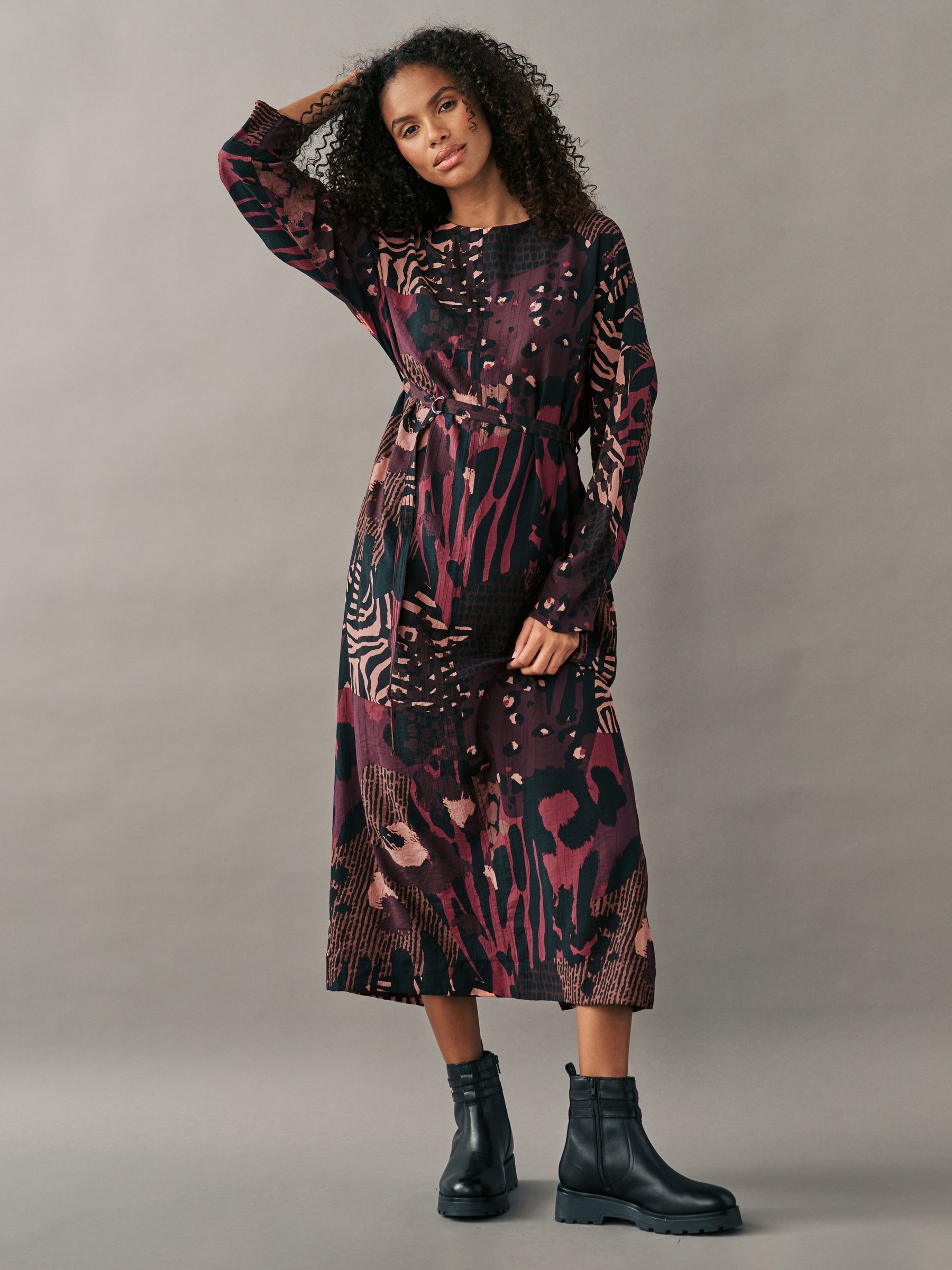 Buy Berry Red Long Sleeve Batwing Midi Dress from Next USA