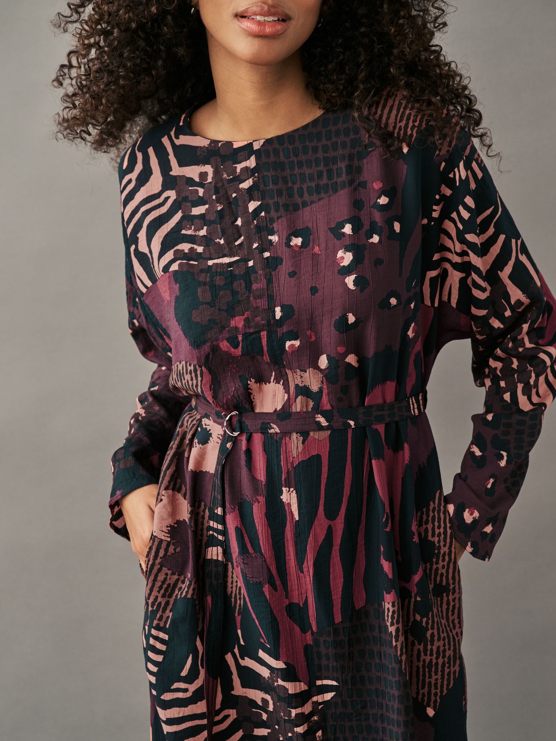 Buy Berry Red Long Sleeve Batwing Midi Dress from Next USA