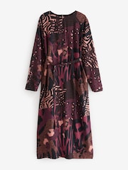 Berry Red Long Sleeve Batwing Midi Dress - Image 5 of 7
