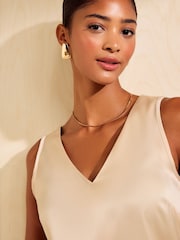 Friends Like These Champagne Gold V-Neck Vest Top - Image 2 of 5