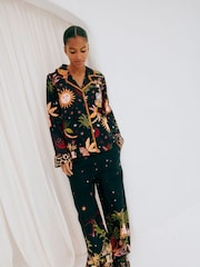 Never Fully Dressed Black 100% Cotton Button Through Pyjamas - Image 1 of 13