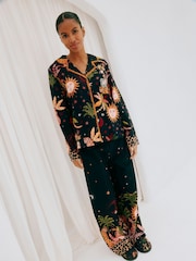 Never Fully Dressed Black 100% Cotton Button Through Pyjamas - Image 2 of 13