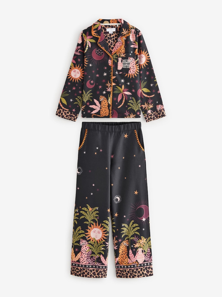 Never Fully Dressed Black 100% Cotton Button Through Pyjamas - Image 8 of 13