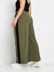 Yours Curve Green Side Stripe Wide Leg Trousers - Image 3 of 5