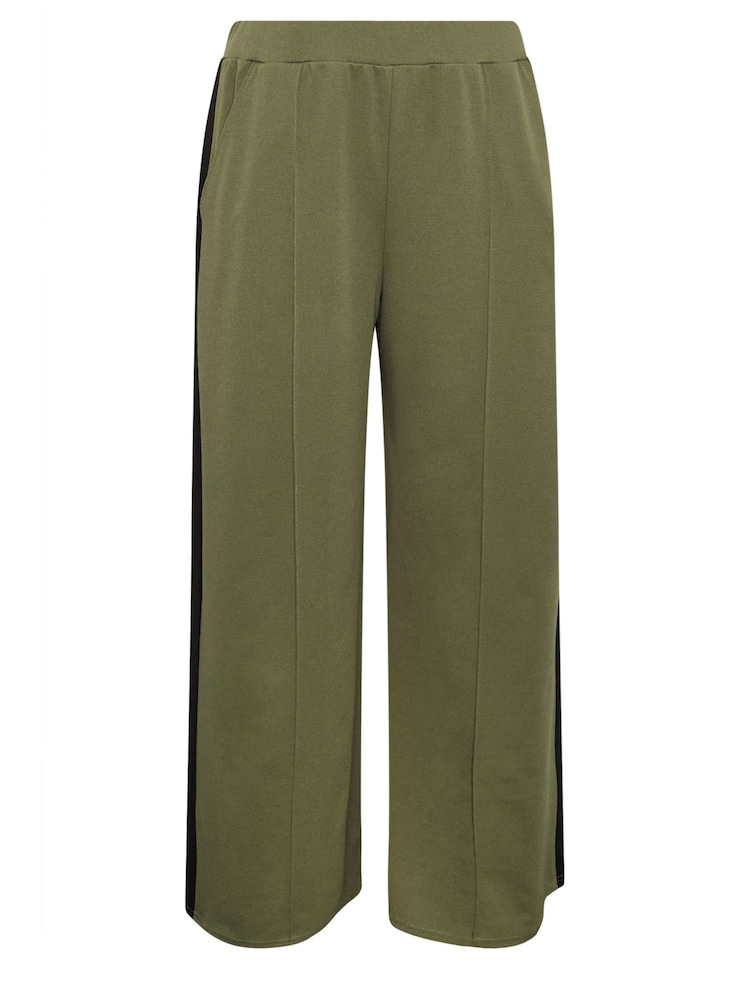 Yours Curve Green Side Stripe Wide Leg Trousers - Image 5 of 5 Yours Curve Green Side Stripe Wide Leg Trousers - Image 5 of 5
