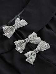 Black Off-the-Shoulder Bardot Diamante Sparkle Bow Detail Mini Dress - Image 7 of 8