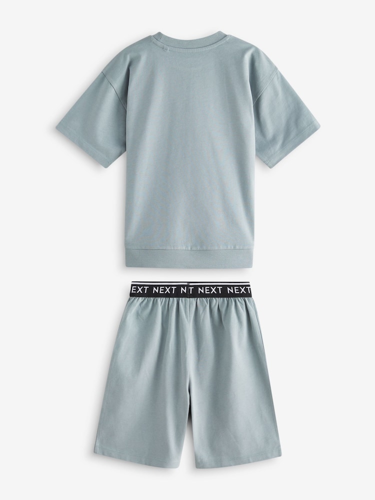 Sage Green Short 100% Cotton Pyjamas 3 Pack (3-16yrs) - Image 5 of 7