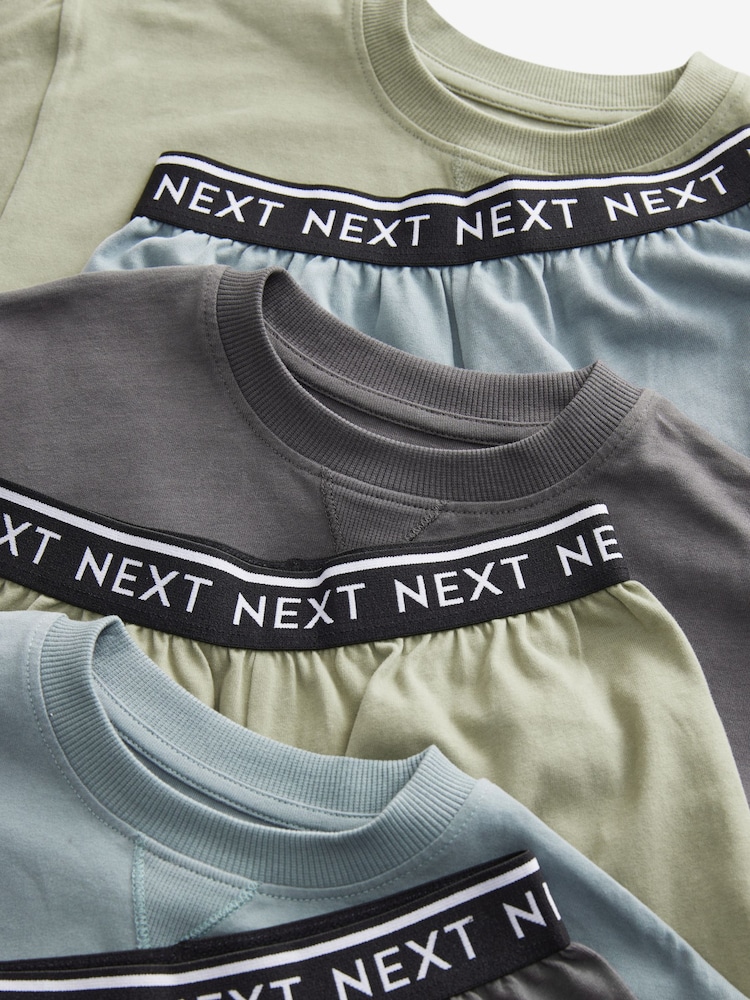 Sage Green Short 100% Cotton Pyjamas 3 Pack (3-16yrs) - Image 6 of 7