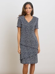 Gina Bacconi Blue Nakita Spot Plisse Mini Dress - Image 3 of 8