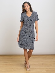 Gina Bacconi Blue Nakita Spot Plisse Mini Dress - Image 5 of 8
