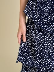 Gina Bacconi Blue Nakita Spot Plisse Mini Dress - Image 7 of 8