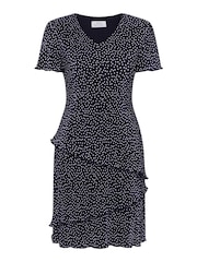 Gina Bacconi Blue Nakita Spot Plisse Mini Dress - Image 8 of 8