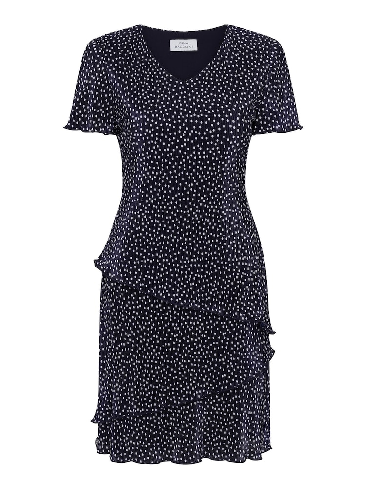 Gina Bacconi Blue Nakita Spot Plisse Mini Dress - Image 8 of 8