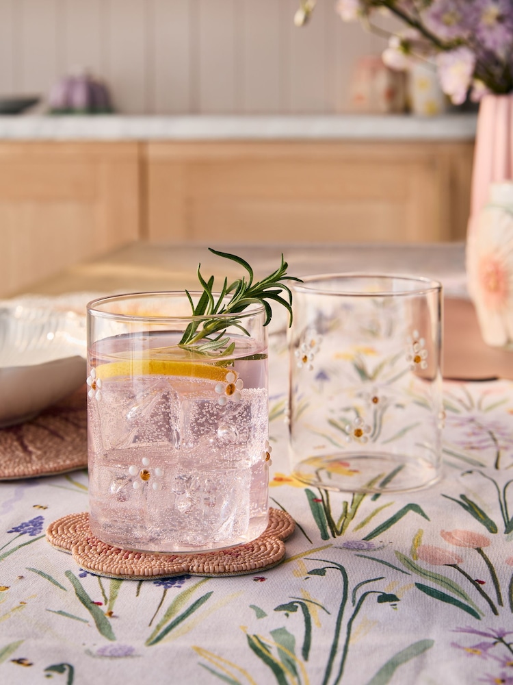 Set of 2 Yellow Daisy Icon Tumbler Glasses - Image 1 of 4