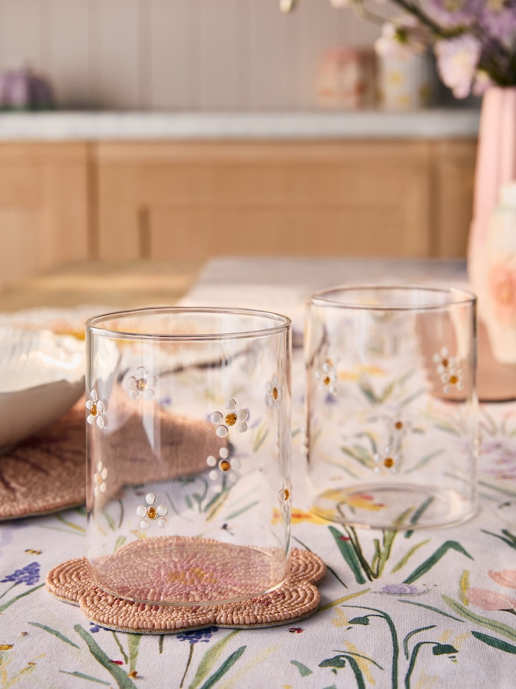 Set of 2 Yellow Daisy Icon Tumbler Glasses - Image 2 of 4