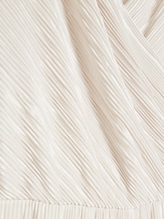 River Island Cream Angel Sleeve Plisse Jumpsuit - Image 4 of 4