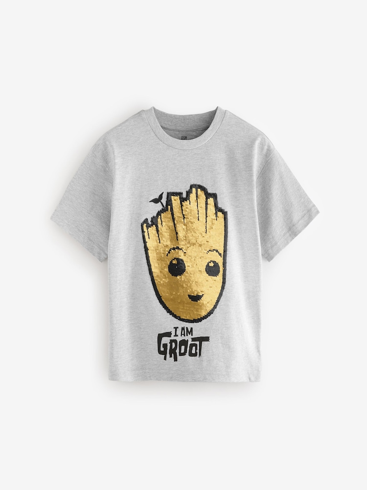 Grey Flip Sequin Licensed Groot T-Shirt (3-16yrs) - Image 1 of 5