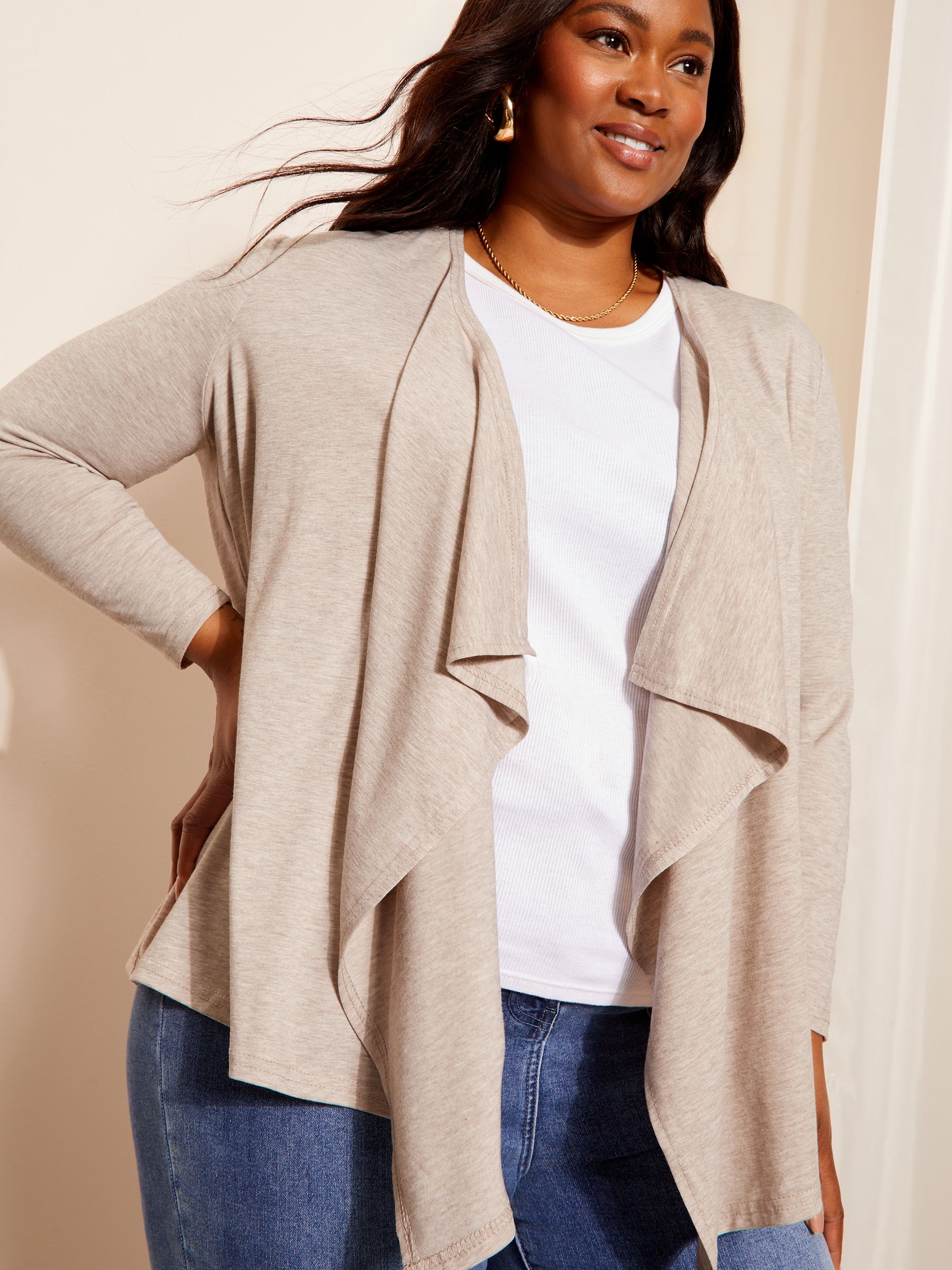 Cream waterfall cardigan clearance