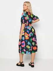 Yours Curve Black YOURS Curve Pink Abstract Print Midi Dress - Image 4 of 5