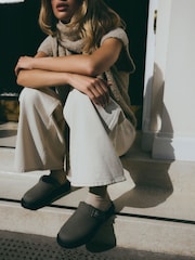 Grey Forever Comfort® Borg Sling Back Buckle Mules - Image 3 of 5