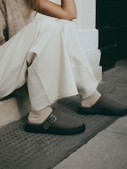 Grey Forever Comfort® Borg Sling Back Buckle Mules - Image 5 of 5