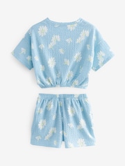 Blue Daisy Textured Tie Side T-Shirt and Short Set (3-16yrs) - Image 5 of 6
