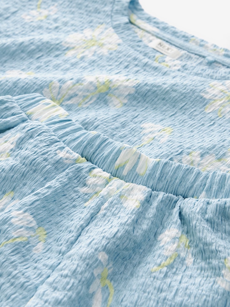 Blue Daisy Textured Tie Side T-Shirt and Short Set (3-16yrs) - Image 6 of 6