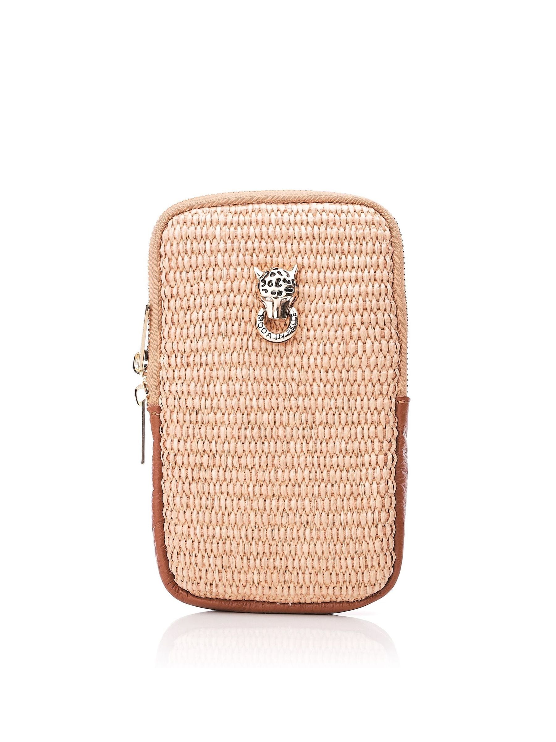 Moda in Pelle Sara Raffia Brown Phone Bag