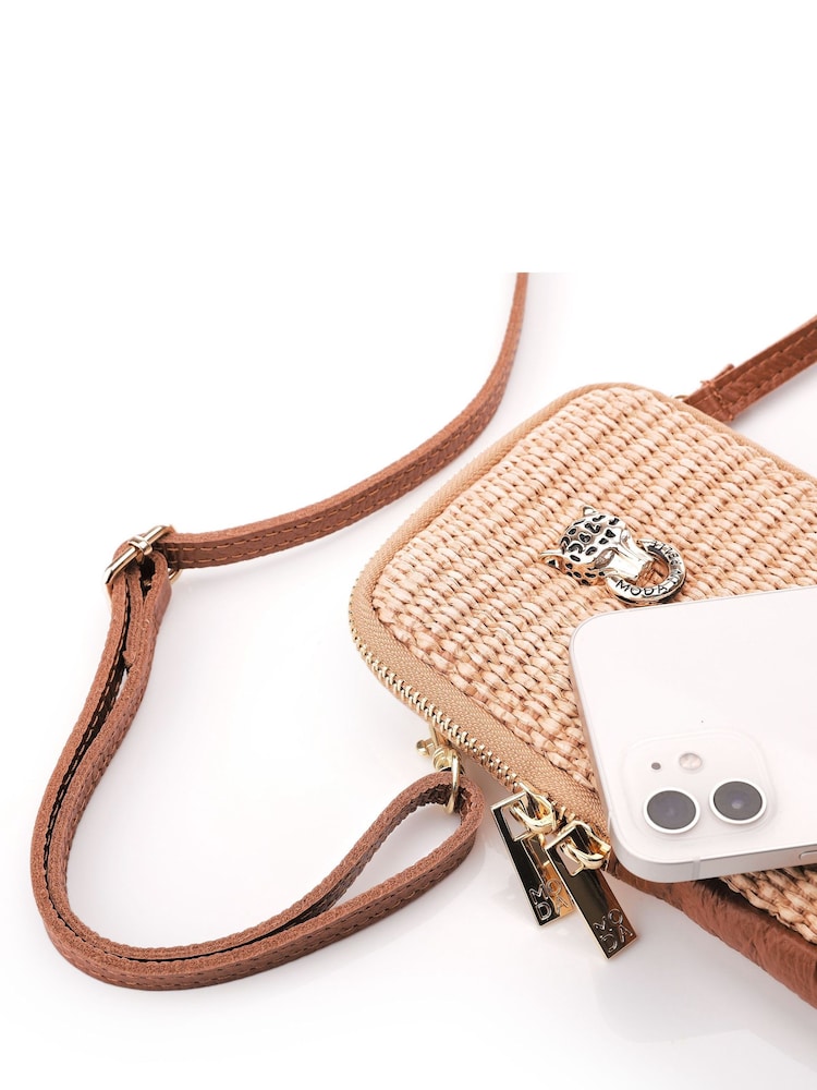 Moda in Pelle SARA BAG RAFFIA PHONE BAG - Image 4 of 4