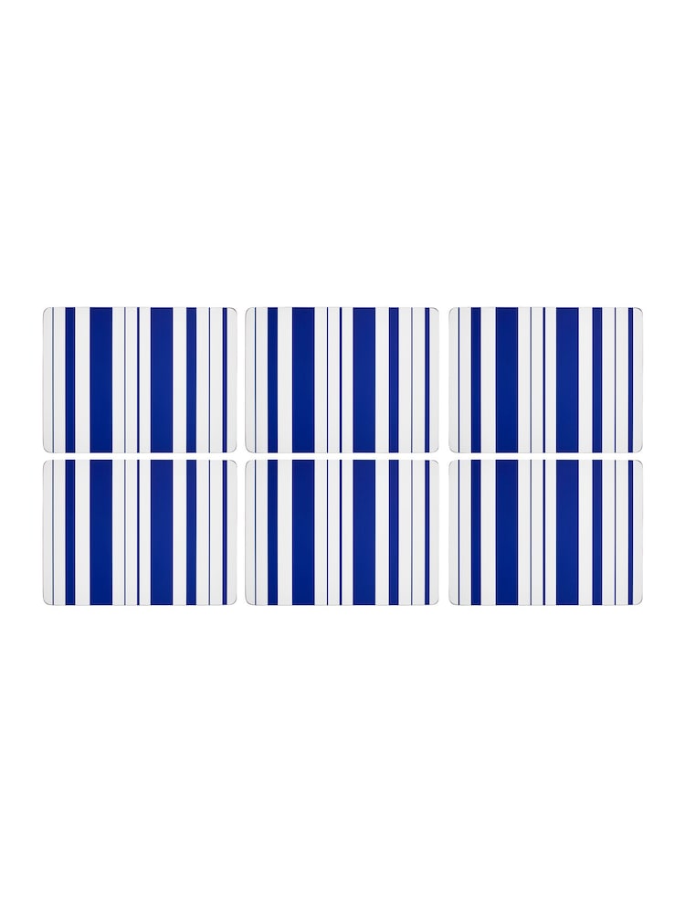 Pimpernel Blue Steccato Placemats Set of 6 - Image 2 of 6