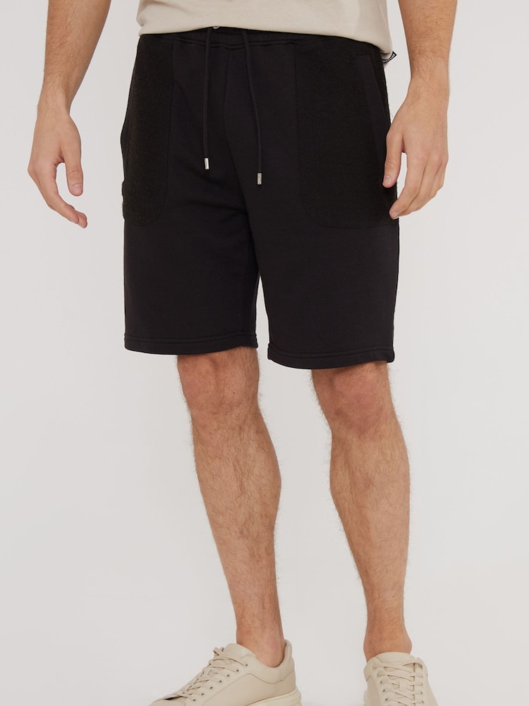 Threadbare Black Contrast Panel Pocket Sweat Shorts - Image 1 of 4