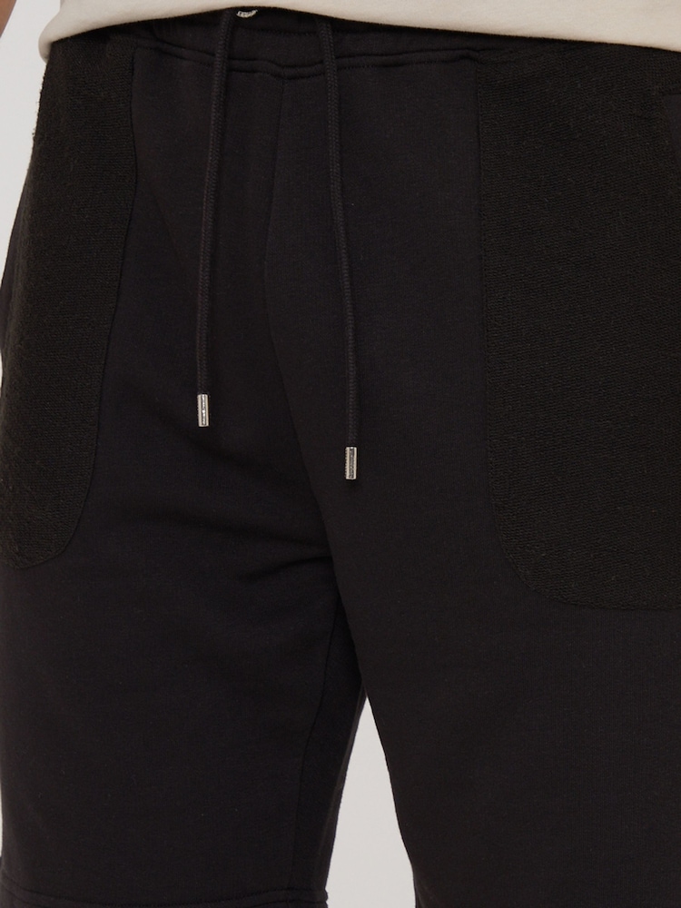 Threadbare Black Contrast Panel Pocket Sweat Shorts - Image 4 of 4