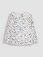 JoJo Maman Bébé Cream Floral Broderie Collar Top - Image 2 of 3