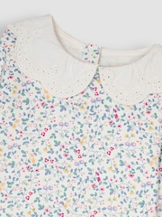 JoJo Maman Bébé Cream Floral Broderie Collar Top - Image 3 of 3