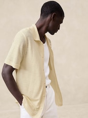Banana Republic Yellow Linen Pique Resort Shirt - Image 1 of 1