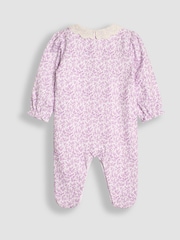 JoJo Maman Bébé Lilac Pretty Floral Sleepsuit - Image 4 of 5