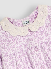JoJo Maman Bébé Lilac Pretty Floral Sleepsuit - Image 5 of 5