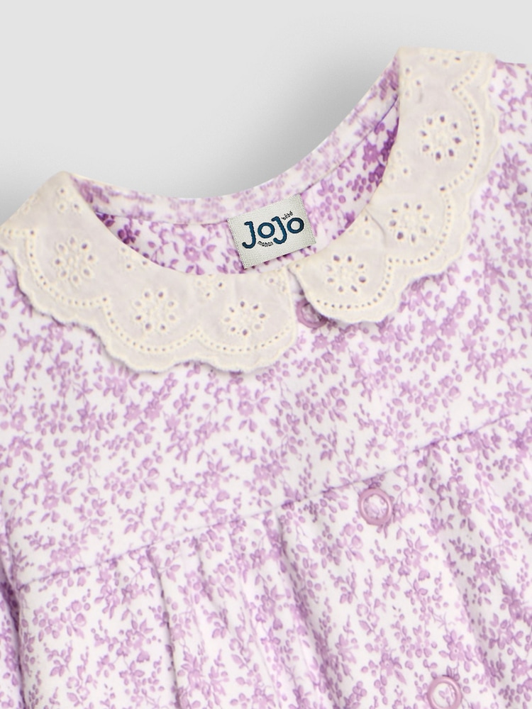 JoJo Maman Bébé Lilac Pretty Floral Sleepsuit - Image 5 of 5