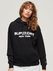 Superdry Black 100% Cotton Sport Luxe Loose Hoodie - Image 1 of 4