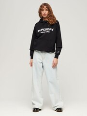 Superdry Black 100% Cotton Sport Luxe Loose Hoodie - Image 3 of 4