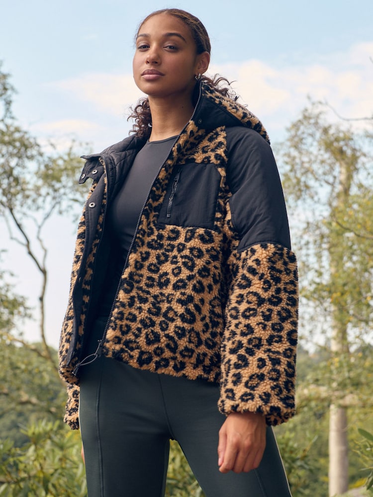 Animal Print Teddy Borg Jacket - Image 1 of 8