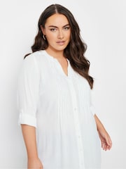 Yours Curve White Pintuck Embellished Shirt - Image 4 of 5