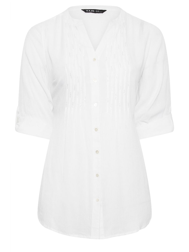 Yours Curve White Pintuck Embellished Shirt - Image 5 of 5