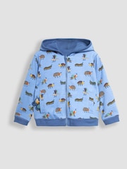 JoJo Maman Bébé Denim Blue Bug Appliqué Reversible Hoodie - Image 4 of 7