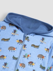 JoJo Maman Bébé Denim Blue Bug Appliqué Reversible Hoodie - Image 7 of 7