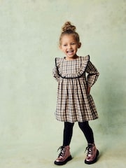 Neutral Check Ruffle Dress (3mths-10yrs) - Image 1 of 4