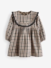 Neutral Check Ruffle Dress (3mths-10yrs) - Image 2 of 4