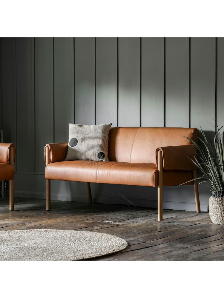 Gallery Home Brown Stanley Leather 2 Seater Sofa - Image 1 of 6
